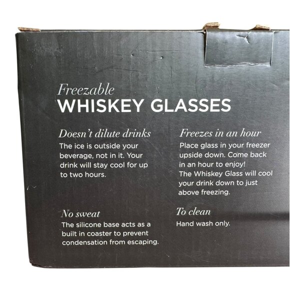 Rabbit Freezable‎ 8 oz Whiskey Glasses Set 2 Double-Walled Glass Silicone Base - Picture 6 of 9